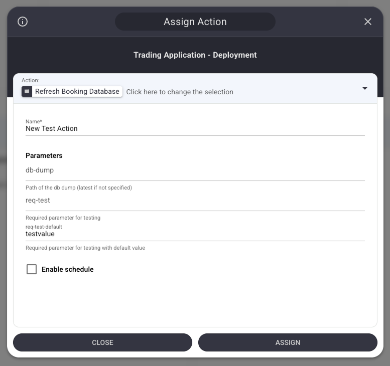 Assign Action Dialog Filled