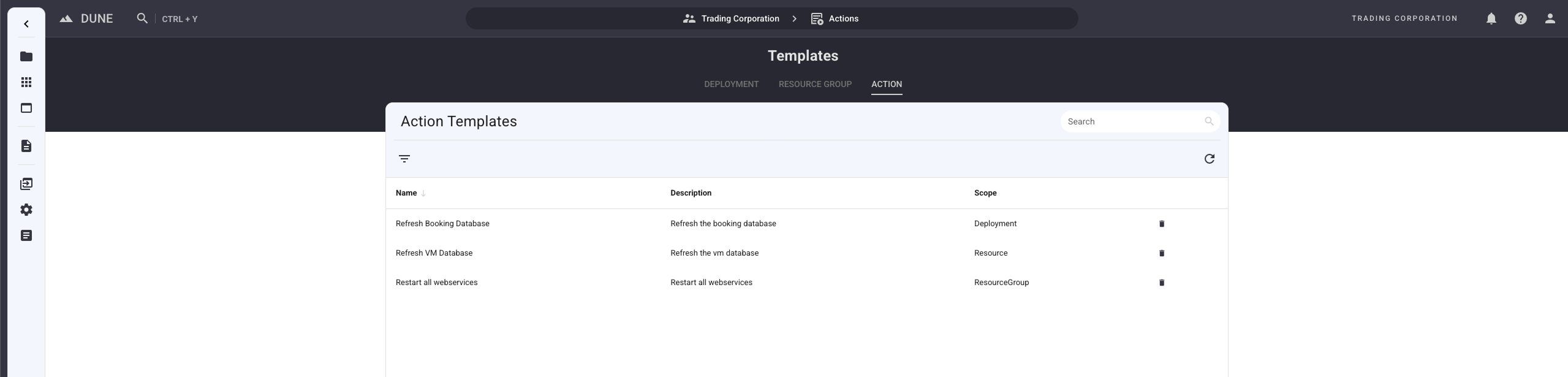 Global Action Templates