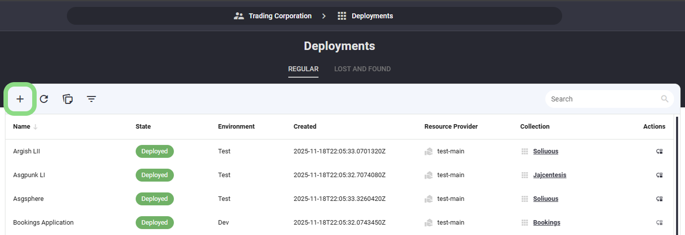 Add Deployment Left Sidedrawer