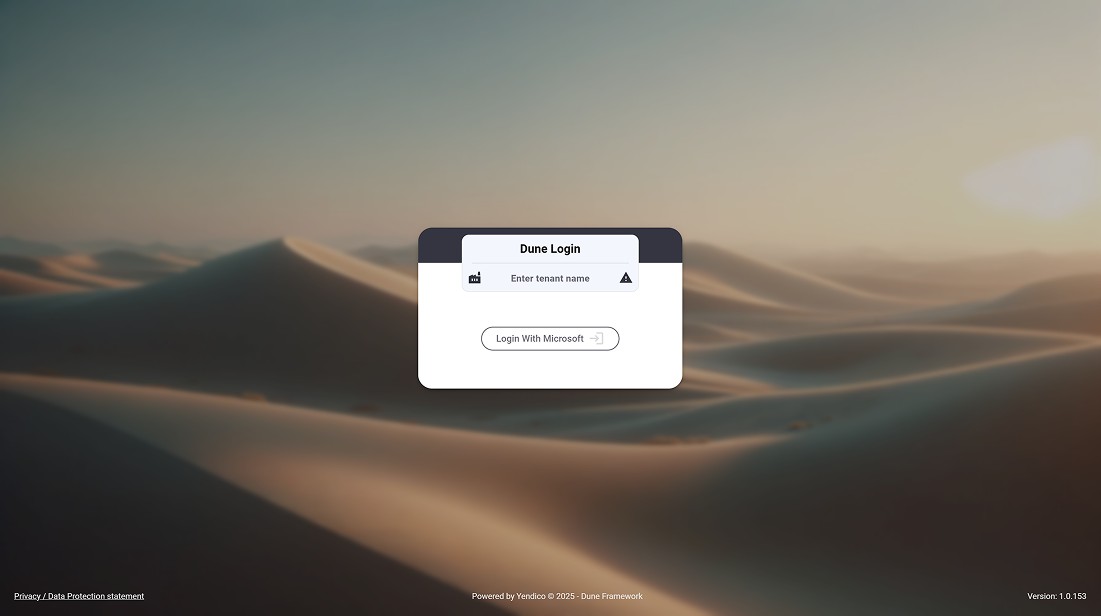 Dune Login Page